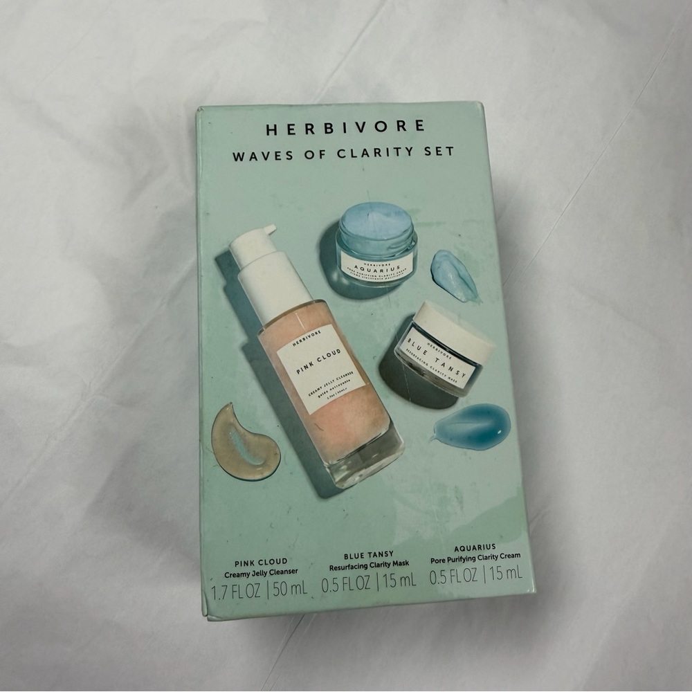 Herbivore Waves of Clarity Set - pink cloud cleanser, blue tansy mask, aquarius